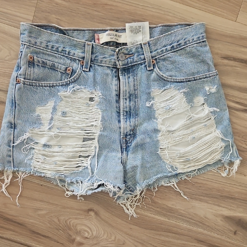 Levi's Blue Distressed Jean Shorts